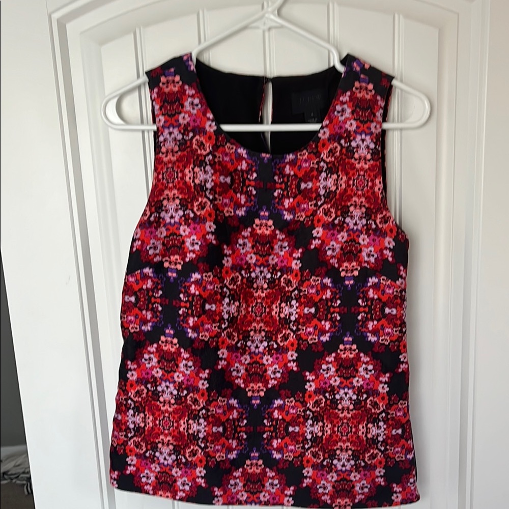 J. Crew Red and Pink Floral Tank Top